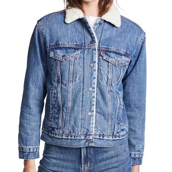 Levi’s Ex-Boyfriend Sherpa Trucker Jacket, Denim - Picture 1 of 7